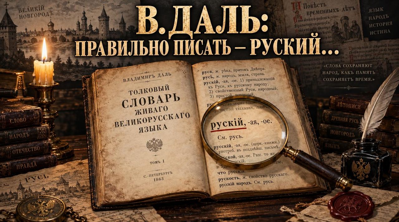 В.Даль: Правильно писать - РУСКИЙ...